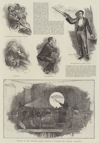 Bocetos en las Conferencias Científicas de Gilchrist para Trabajadores, Mossley, Lancashire de William Douglas Almond